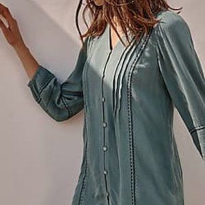 JJill Embroidered Pintucked Tunic Size L